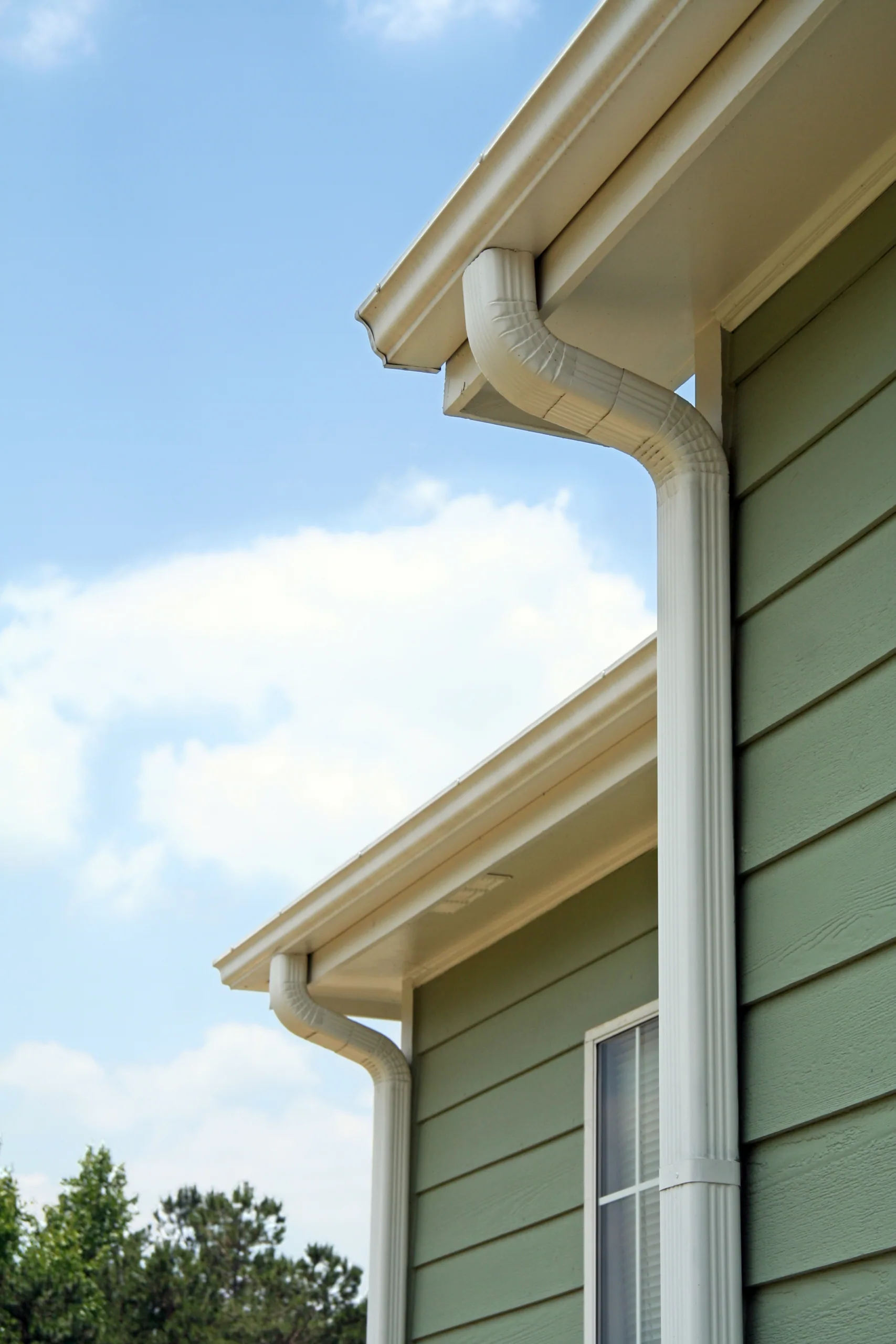 Gutter on green-sided home