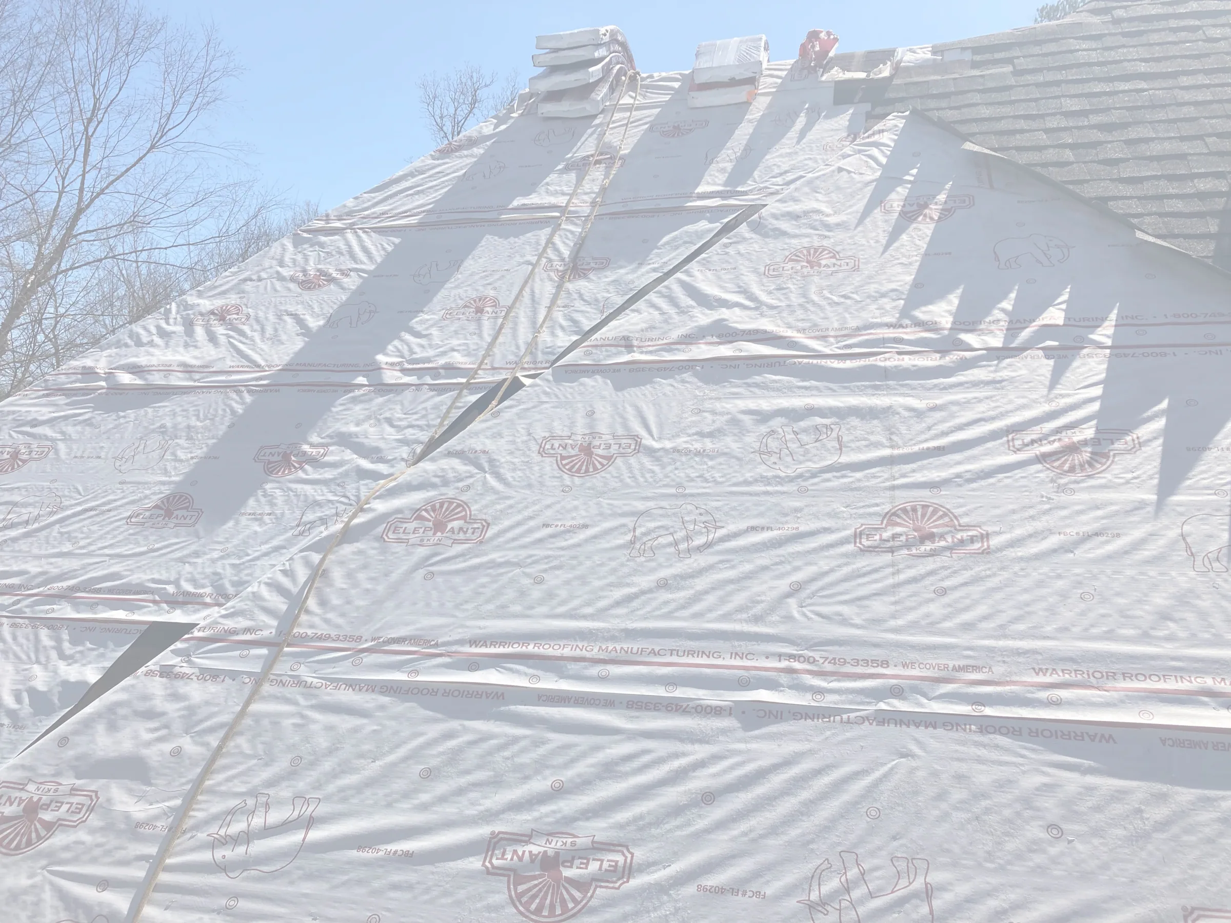 Roof underlayment in progress